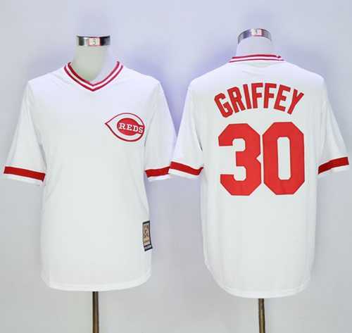 Cincinnati Reds #30 Ken Griffey White Mitchell And Ness Throwback Stitched Baseball Jersey,We sell and wholesale Cincinnati Reds #30 Ken Griffey White Mitchell And Ness Throwback Stitched Baseball Jersey on line form chian!